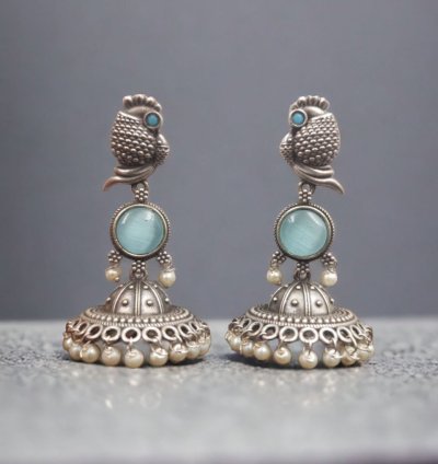 Oxidised Jhumka Earrings | Best Silver look Like Jhumki with Stone Work