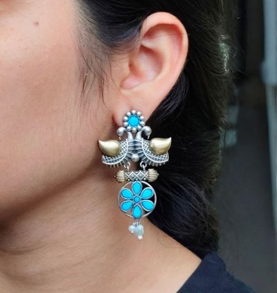 Traditional Two-Tone Bird Earrings |