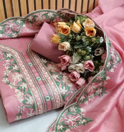 Embroidered Unstitched Suit Piece with Dupatta