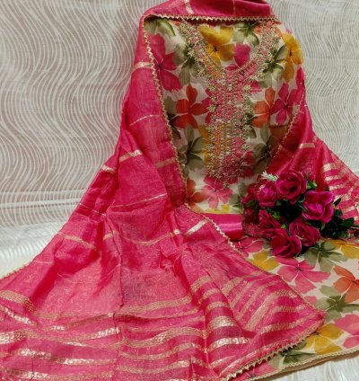 Beautifully printed floral kurta fabric