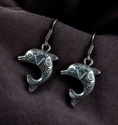 German Silver Dolphin Dangler Earrings | Hook Design Perfect for Daily Use